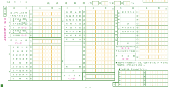 申告書の勘定科目